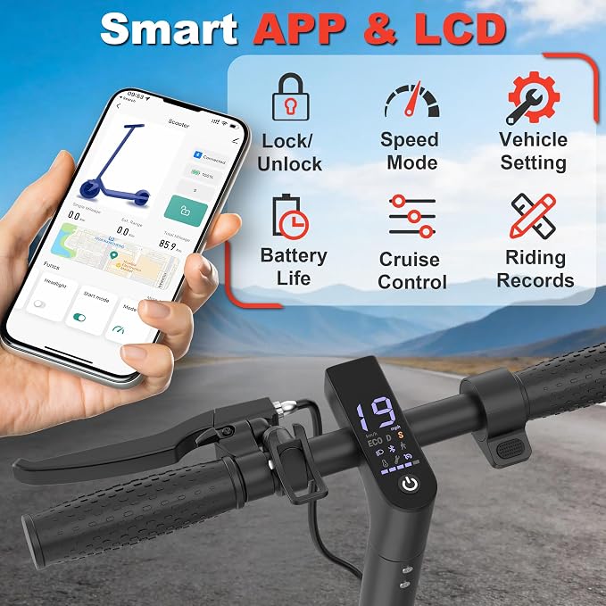 VOLPAM Electric Scooter, 350W/500W/800W/1000W/250W Powerful Motor & 19/22/ 9 MPH Top Speed, 16-28-10 Miles Long Range, Folding E Scooter Choice
