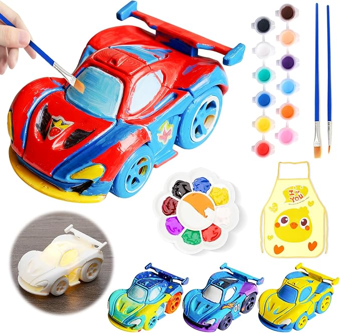 Paint Your Own Car Lamp Kit, Arts and Crafts for Kids Ages 8-12, Arts and Crafts for Kids 4-6, DIY Winged GT Night Light, Painting Kit Birthday Gifts for Girls Boys Ages 3 4 5 6 7 8 9 10 11 12+