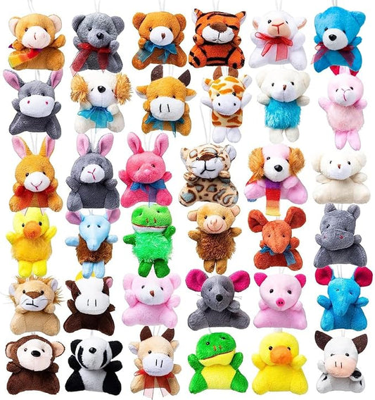 JOYIN 72 Pack Mini Animal Plush Toy Assortment (72 Units 3" Each),Bulk Stuffed Animals Party Favors for Kids, Small Animals Plush Keychain Decoration, Carnival Prizes, Birthday Treasure Box Toys