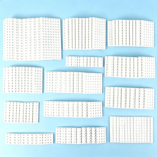 MALEKO White Classic Base Plates Multipack, 135 Pieces 13 Sizes Small Baseplates for Building Bricks, Flat Boards Compatible with Major Brands Blocks, White