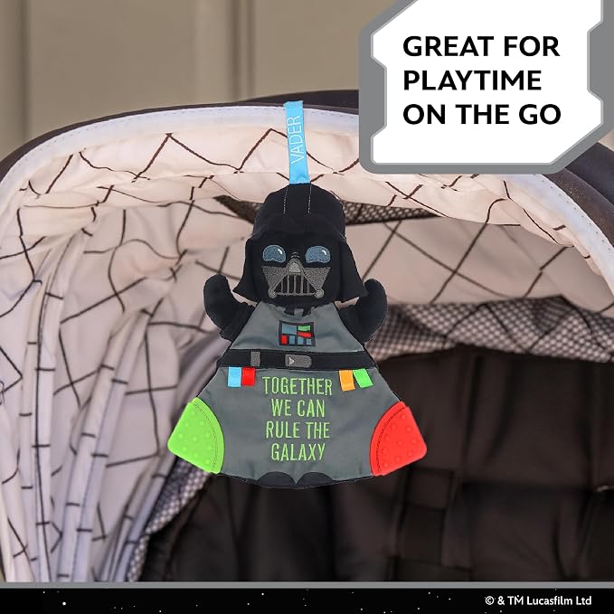 Kids Preferred Star Wars Darth Vader Baby Teether - Plush Toy with Crinkle Sounds and Silicone Teething Elements