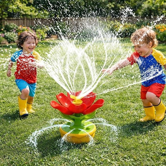 Sprinkler for Kids Outdoor Water Toys: 3 in 1 Flower Toddler Sprinkler Toy, Summer Outside Yard Water Game Toys Attaches to Garden Hose Splashing Fun Toys for 3 4 5 6 7 8 Year Old Boys Girls Gifts