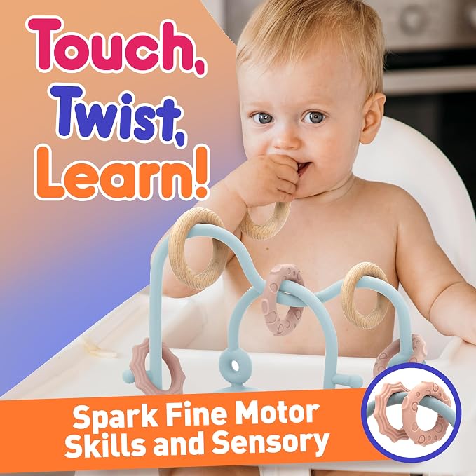 Baby Suction Cup Toys, Silicone Sensory Toys for High Chair | teething relirf, fine motor play for highchair, bathtub, restaurant, airplane travel, and daily sensory fun