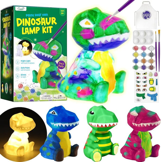 LAOESE Paint Your Own Dinosaur Lamp Kit, Art Supplies Kids Paint Set, Arts and Crafts for Kids Ages 8-12, Dinosaur Toys Girls Boys Birthday Gifts for Kids Ages 3 4 5 6 7 8 9 10 11 12+