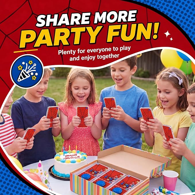 12 Pcs Spider Party Favors for Kids Handheld Water Games Water Ring Toss Toys, Red Spider Web Birthday Goodie Bags Stuffers Return Gifts Classroom Prize Rewards Bulk