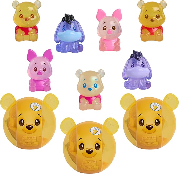 Disney Winnie the Pooh Bear-y Cute Jelly Figures 3-Pack, Sweet & Sparkly, for Collectors, Kids & Fans by Just Play, for Ages 3 and Up