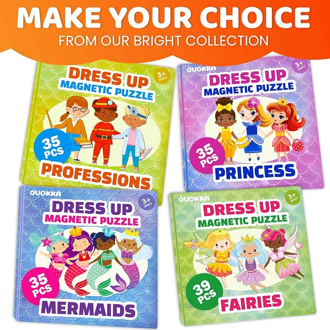 Quokka Magnetic Dress-Up Dolls for Girls Boys with 35 Magnetic Pieces - Creative Magnetic Play Set for Home or Travel - Perfect Magnetic Paper Dolls for Ages 3+, Boost Storytelling with Professions