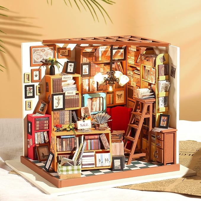 RoWood DIY Miniature Dollhouse Kit, 1:24 Scale Tiny House Building Kits - Sam's Study