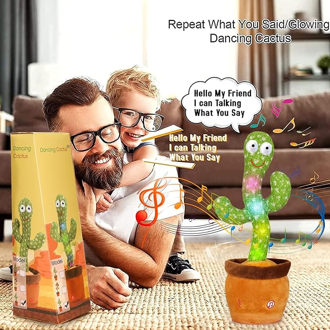 Emoin Talking Cactus Toy, Interactive Toys Dancing Cactus Toy Mimicking Repeating What You Say, Toddler Infant Baby Toys Gifts for 6 7 8 9 10 Month Old Baby Toys for 1 2 3 Year Old Boy Girl