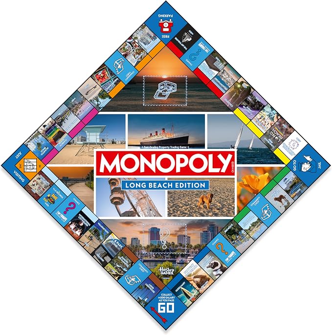 Monopoly Board Game – Long Beach, CA Edition: 2-6 Players Family Board Games for Kids and Adults, Board Games for Kids 8 and Up, Great for Game Night