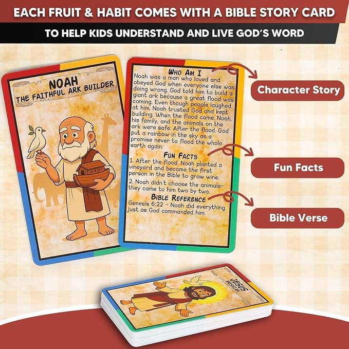 Garybank Bible River and Ladders Board Game for Kids, Fruit of the Spirit Games with Christian Virtue Story Cards, Bible Study Supplies for Sunday School, Youth Group & Family, Christmas & Easter Gift
