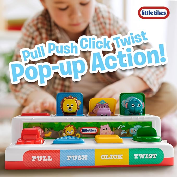 Lollipop Little Tikes Pop and Play Pals - Pop-Up Action Toy for Toddlers - Pull, Push, Click, Twist - Develop Motor Skills and Exploration Montessori Learning Toy