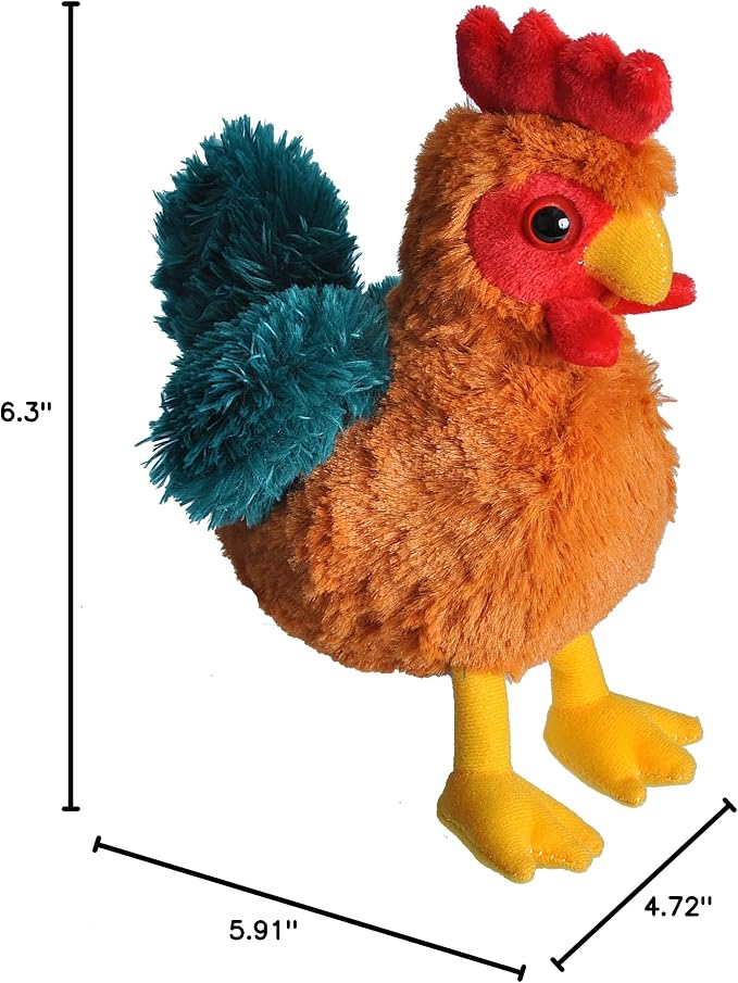Wild Republic Rooster Plush, Stuffed Animal, Plush Toy, Gifts for Kids, Hug’Ems 7 inches