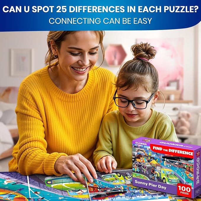 QUOKKA 100 Piece Puzzles for Kids Ages 4-6 – 4 Jigsaw Puzzles for Kids Ages 6-8 – Search and Find Animals and Construction Vehicles for Children 5-8 – Educational Learning Toy for Boys and Girls 8-10