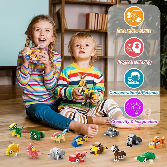 30 Packs Animal Party Favors for Kids, 999+ PCS Mini Building Blocks, 3 Styles Dinosaur/Sea/Forest 10-in-1 Models, Goodie Bag Fillers, Classroom Treasure Box Valentines Gifts for Kids