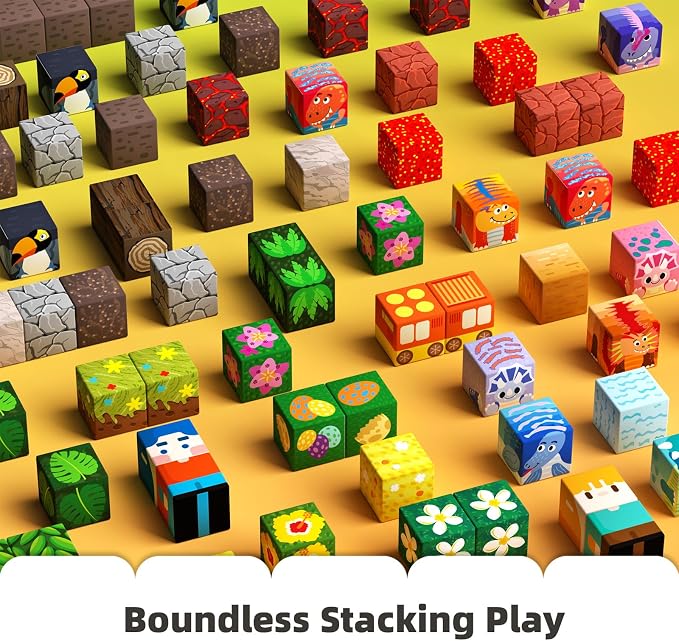 GobiDex 240PCS Magnetic Blocks Playset, Dinosaur STEM Educational Building Toys, Sensory Pretend Play Gift for Boys and Girls