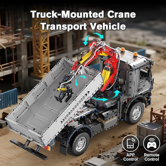 Mould King 19016 Technik Truck Building Sets, APP Programmable Construction Vehicle Block Set, Large Vehicles Crane Building Sets Gift for 14+ Adult/Collections Enthusiasts(3767 Pieces)