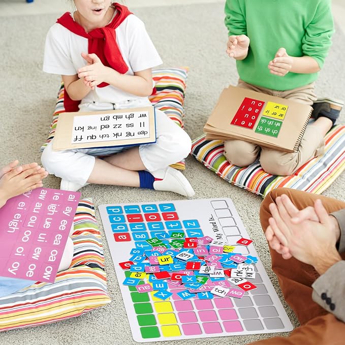 Ireer 6 Set Phonics Magnetic Letter Tiles Set Spelling Reading Games Board Manipulative Phonemic Awareness Sentence Building Alphabet ABC Fridge Magnets Homeschool Classroom Learning Activity