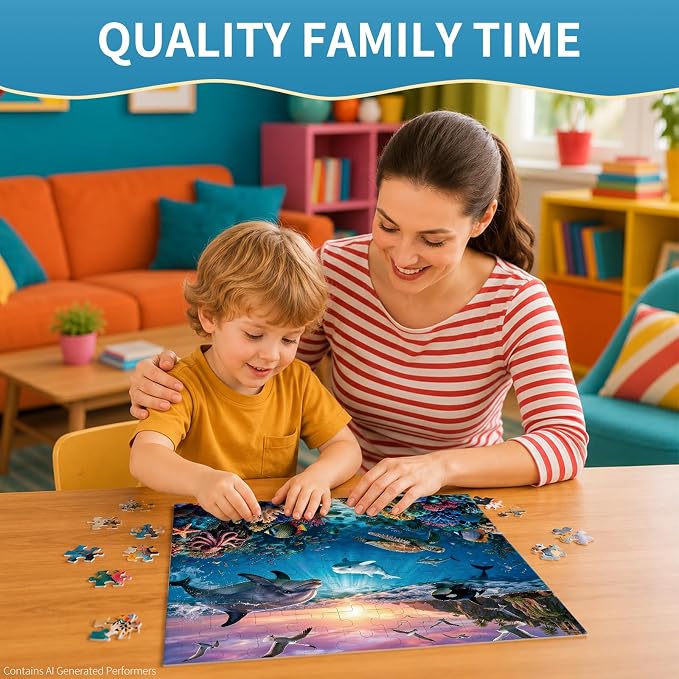100 Pieces Puzzles for Kids Ages 4-8, Ocean World Educational Kids 100 Piece Puzzle, Children Jigsaw Puzzles Kids Puzzles, Educational Learning Puzzle Toys for Girls and Boys