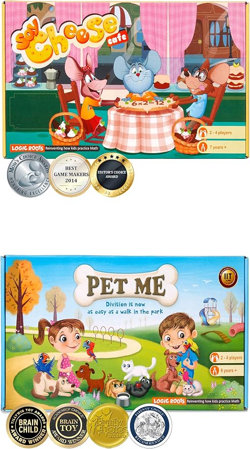 Multiplication and Division Game - Fun Math Board Game, Easy Start STEM Toy, Educational Gift for Kids (Girls & Boys), Homeschoolers, Grade 1 and Up (Pet Me + Say Cheese)