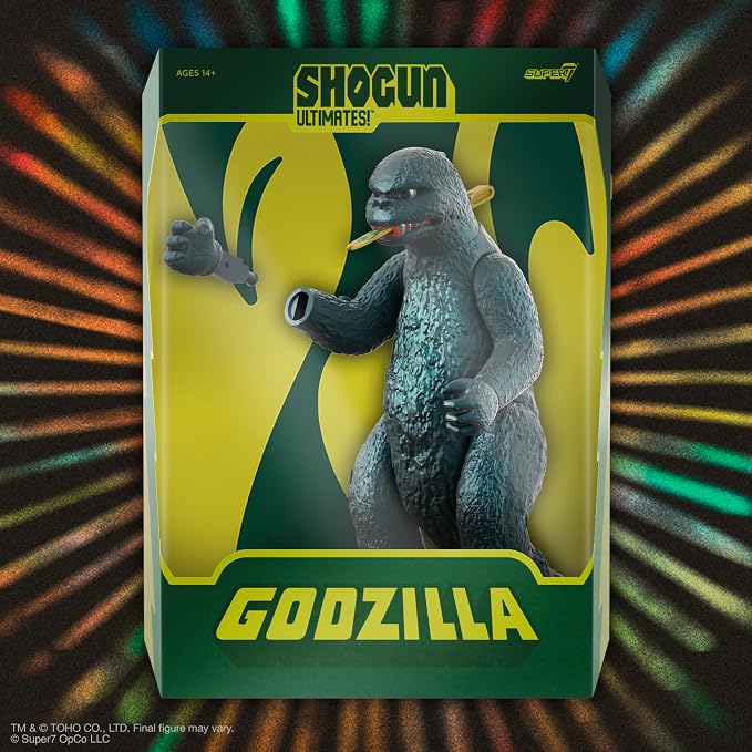 Super7 ULTIMATES! Toho Shogun Godzilla (Green Metallic Hawaii) - 8" Toho Godzilla Action Figure with Accessory Classic Monster Movie Collectibles