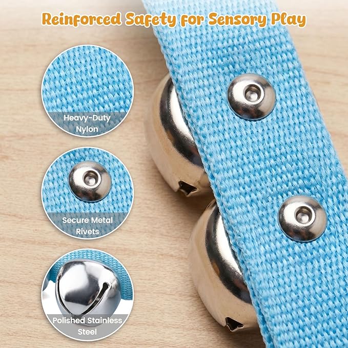 POPLAY Jingle Bells,12 PCS Kids Musical Instruments Ankle Bells for Party Favors Goodie Bags Stuffers