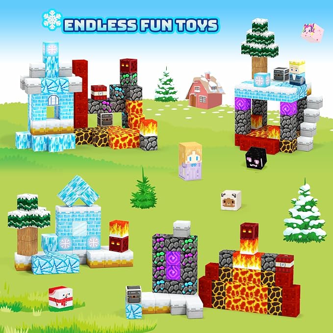 Magnetic Blocks Building Tiles for Kids - STEM Educational Sensory Toys for Boys & Girls Ages 3-10, Christmas