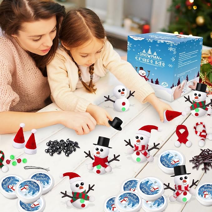 30 Pack Stocking Stuffers for Kids,Christmas Crafts for Kids Bulk,Build a Snowman Crafts Kit Modeling Clay,Christmas Stocking Stuffers Gifts Activities for Boys Girls (30 Snowman)