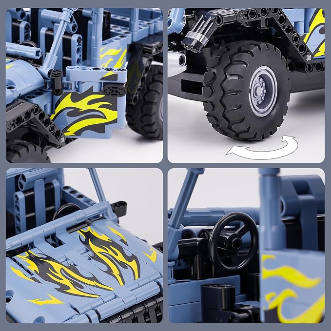 VERTOY STEM Remote Control Building Toys for Kids Ages 8-12 - RC Blue Off-Road Racing Car Kit, Educational Birthday Gift for Boys Girls 8 9 10 11 12 Year Old(715 Pcs)