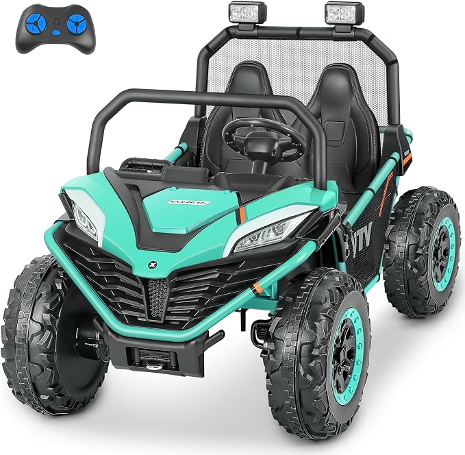 ELEMARA 24V Ride on Car for Kids, 2 Seater XL 20" Seat Ride on Toy, 10AH 4WD Battery Powered 4.5MPH Electric Car with Remote, 3 Speeds, Music Gift for Ages 3-8