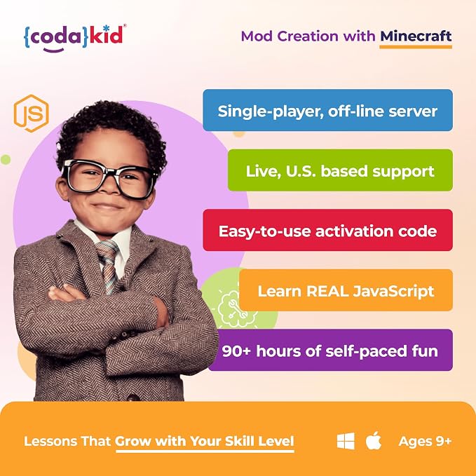 Coding for Kids with Minecraft - Ages 9+ Learn Real Computer Programming and Code Amazing Minecraft Mods with Java - Award-Winning Online Courses (PC & Mac)