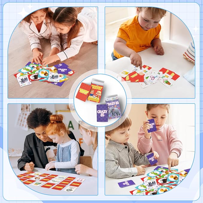 Card Game, Card Games for Kids Ages 4-8, Easy to Learn, Easter Basket Stuffers Gifts Ideal, Fun for Family Game Night Party Travel Preschool Classroom (Memory Match & Crazy 8s)