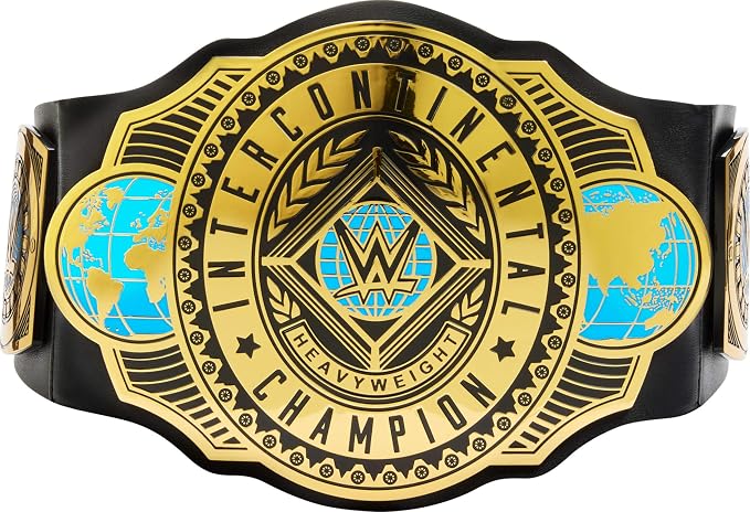 Mattel WWE Championship Title, Intercontinental Champion, Kid-Sized Belt Accessory for Role-Play & Costumes, 3+ feet Long with One-Time Adjustment