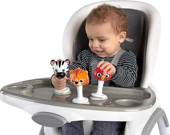 Baby Einstein Rattle & Jingle Trio High Chair Suction Toys Take-Along Musical Rattle Set Age 6 Months +, Multicolor, 3 Count