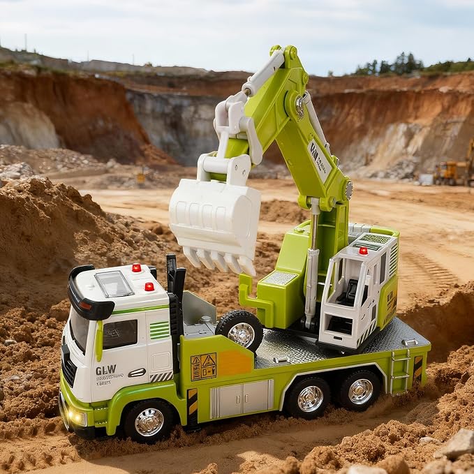 Excavator Truck Toy for Boys-1:40 Simulation Model, Educational Construction Toys with Realistic Lights & Sounds, Perfect Christmas Birthday Gifts for Kid Ages 3 4 5 6 7 8 Years Old (Excavator Truck)