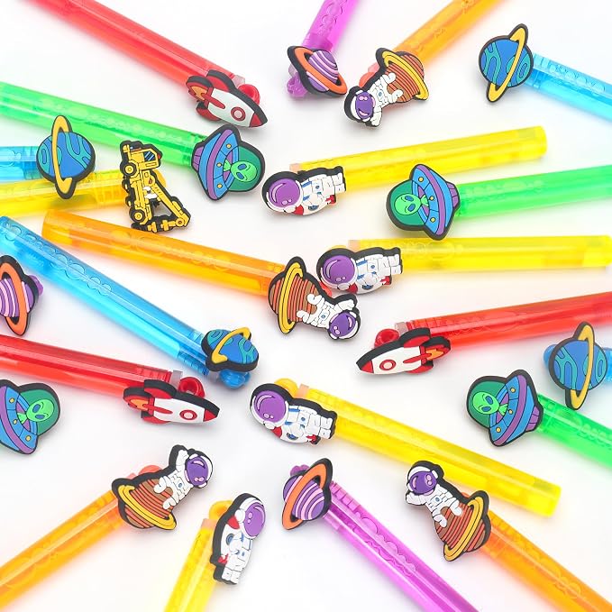 24Pcs Space Bubble Wands for Kids Astronaut Party Favors Supplies Decorations, Pinata Goodie Bag Stuffers & Classroom Prizes