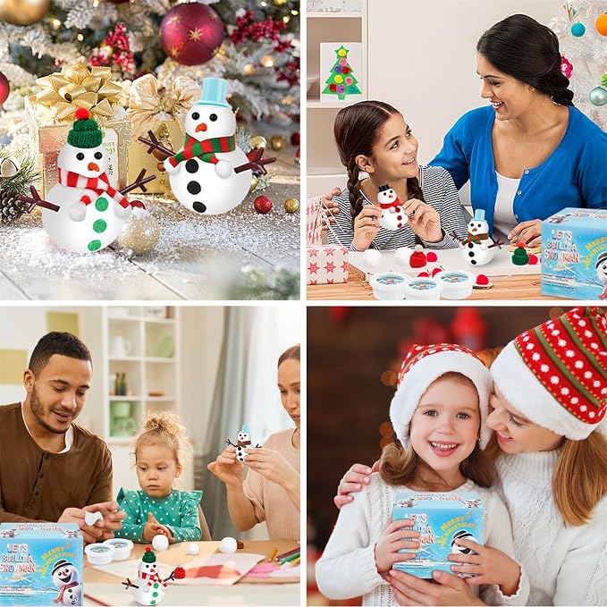 Stocking Stuffers for Kids Teen Boys Girls - 9 Pack Build Snowman Kit Christmas Crafts Gifts for Kids Creative Air Dry Modeling Clay Xmas Gift Birthday Gifts