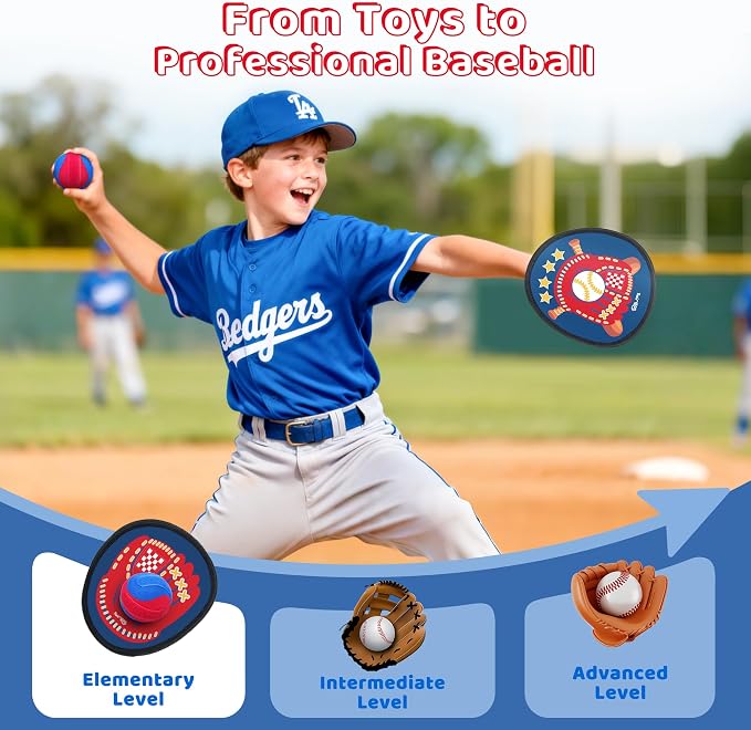 Twinkoo Toss and Catch Ball Game Set for Kids, Kids Toddler Baseball Glove & Catch Ball Toys,Kids Outdoor Games for Family, Toys for Beach Pool Yard Outside, Birthday Gift for Ages 3 4 5 6 7 8-12