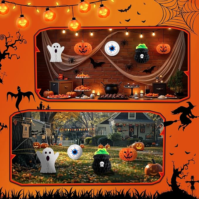 Halloween Birthday Decorations – Halloween Table Centerpieces, Honeycomb Decor for Theme Party Supplies