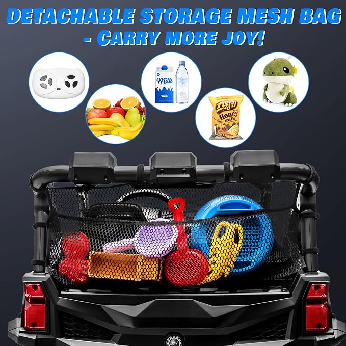 24V 2 Seater Ride on Car for Kids, MOEYURO 800W Powered UTV Toy, 5MPH Large Side by Side Electric Car w/Remote, Bluetooth, LED Light, 3 Speeds, Music, Spring Suspension, Storage for Kids Gift, Blue