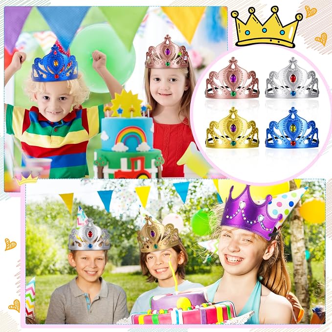 Yaomiao 22 pack DIY Crowns Set Include 12 Pcs Foam Princess Crowns and 10 Pcs Diamond Sticker for Kids