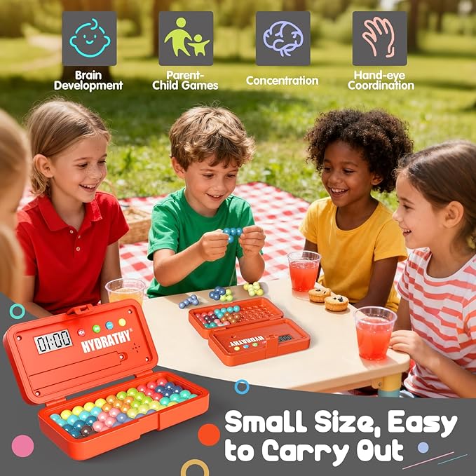 Brain Teaser Puzzles Games for Kids Adults with Timer, 2 Modes Handheld Travel Games, Single Player Mind Challenge Toys, STEM Montessori Educational Gifts for Kids 3+, Teens & Adults (Red)