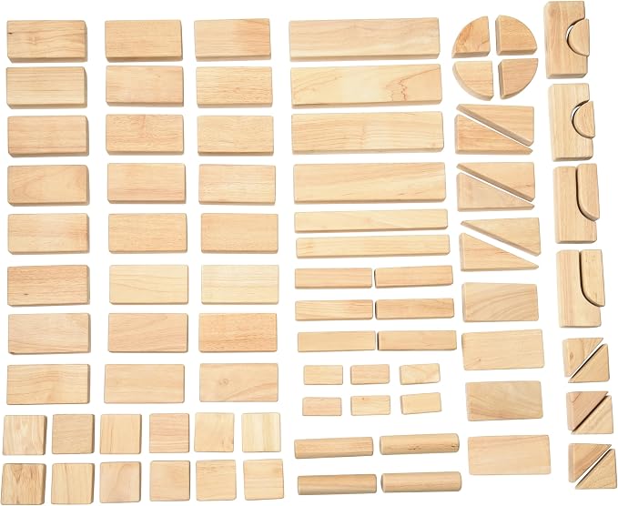 Constructive Playthings Wooden Blocks for Kids, 82-Piece Set with 13 Shapes, Educational Toy for Ages 2+, Ideal for Classrooms, Early Learning, Cooperative Play