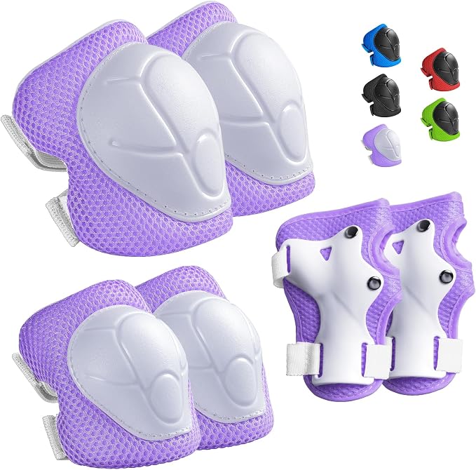 Wemfg Kids Protective Gear Set Knee Pads for Kids 3-14 Years Toddler Knee and Elbow Pads with Wrist Guards 3 in 1 for Skating Cycling Bike Rollerblading Scooter
