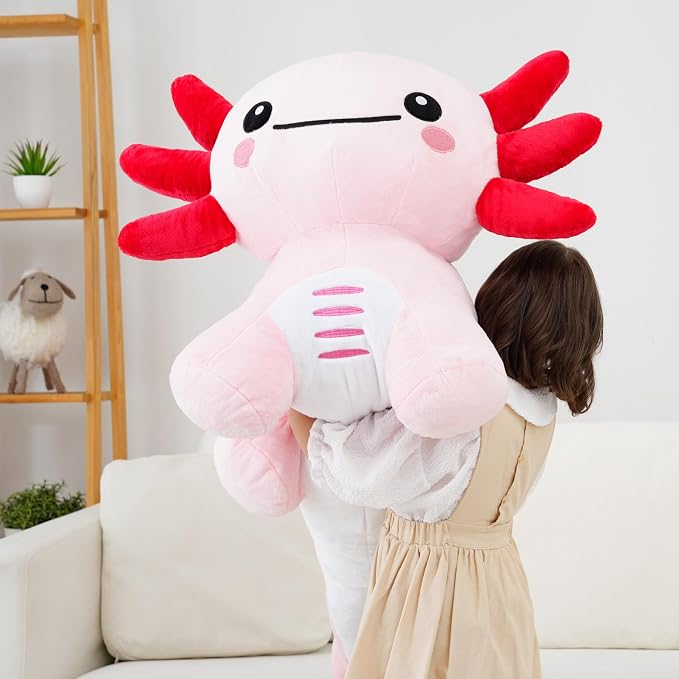 Giant Axolotl Stuffed Animal, Big Axolotl Plush, Large Plush Toy for Girl Boy, Birthday Valentine's Gifts for Girlfriend, Kids, Toddler, Age 3-8, Pink
