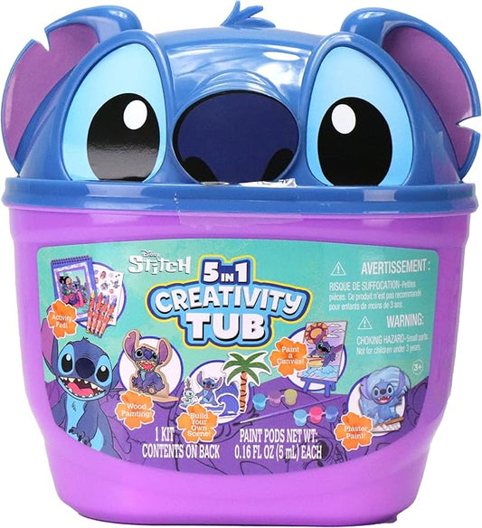 Disney Stitch 5 in 1 Creativity Tub, 50-Piece Paint and Color Preschool Arts and Crafts Activity Set