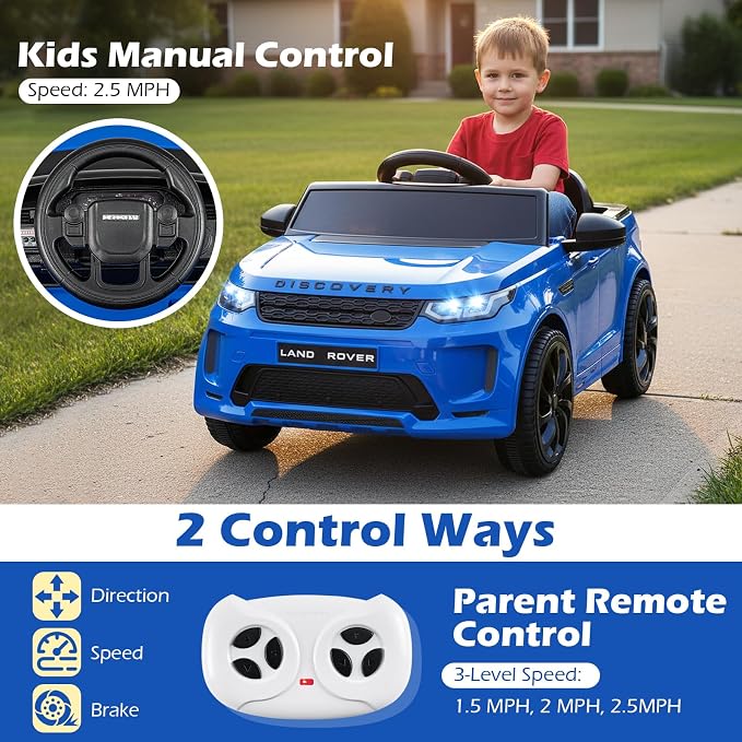 Costzon Ride on Car, Licensed Land Rover Discovery Sport Electric Vehicle, 12V Kids Car with Parent Remote Control, Music, Horn, Song, Gift for Aged 3+ (Blue, 38” x 24” x 17”(L x W x H))
