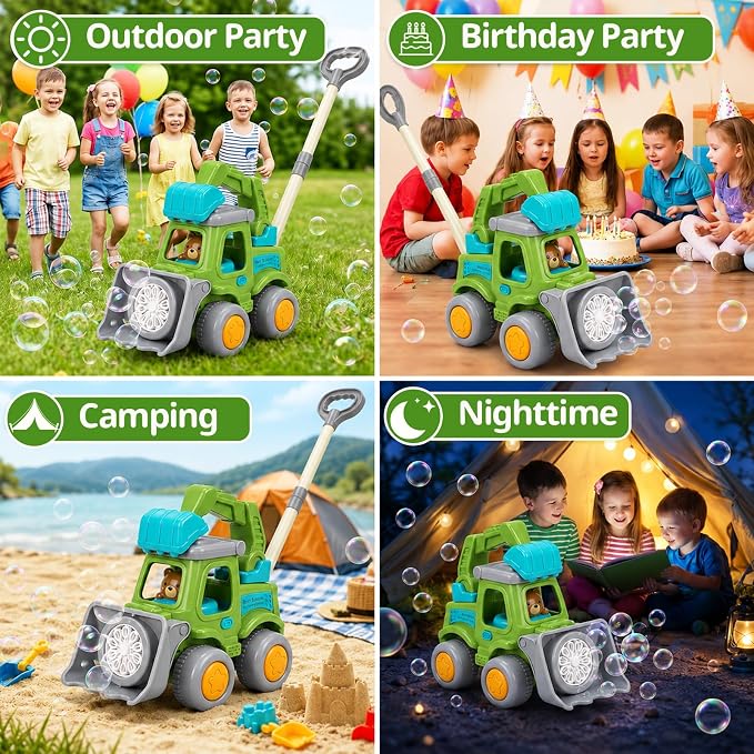 Automatic Bubble Machine for Toddlers,Construction Truck Bubble Lawn Mover W/Light,Bubble Maker Blower Toys for 3 4 5 6 Year Old Boy Girl Kids,Summer Outdoor Pool Backyard Toys for Birthday Party