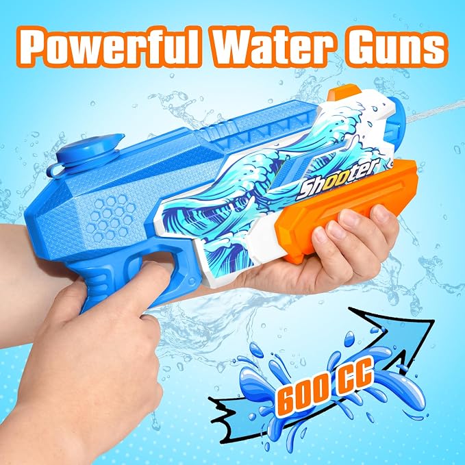 8 Pack Water Gun for Kids Adults: 600cc Squirt Blasters Super Water Gun Soaker with Long Range High Capacity for Boys Girls Summer Swimming Pool Beach Outdoor Water Fighting Play Toys Party Favors