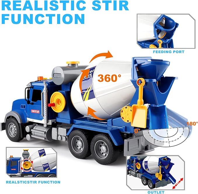 Dwi Dowellin Toddler Trucks Toys for Boys Age 1-3 3-5,Big Cement Mixer Truck with Lights and Sounds,Kids Boy Toys Christmas Birthday Gift Car